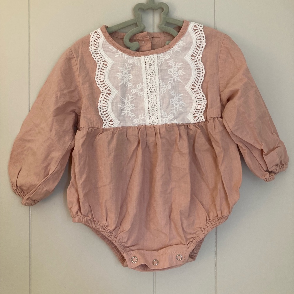 Cute Cotton Bubble Romper with embroidery